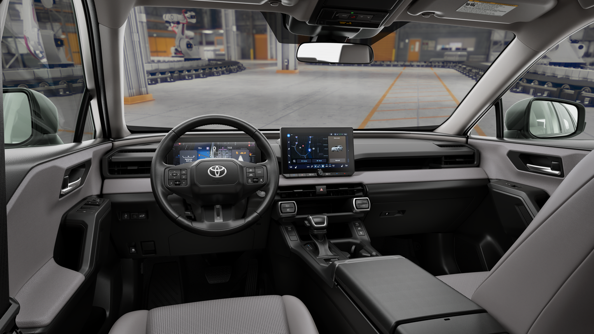 2026 Toyota RAV4 XLE Premium in Storm Cloud — front three-quarter view