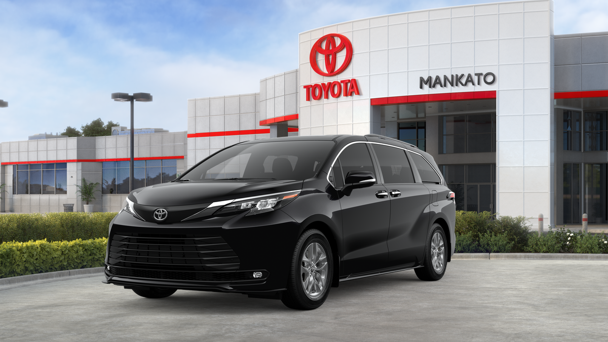 2026 Toyota Sienna XLE in Midnight Black Metallic — front three-quarter view