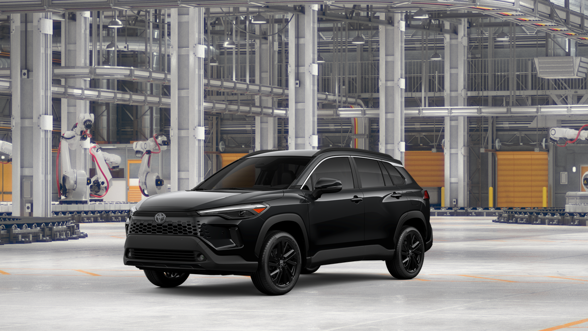 2026 Toyota Corolla Cross Hybrid XSE in Jet Black — front three-quarter view