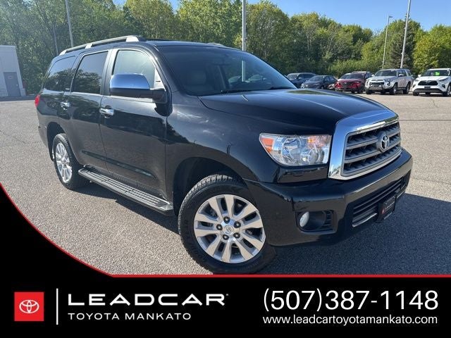 2017 Toyota Sequoia Platinum in Black — front three-quarter view