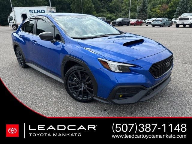 2024 Subaru WRX Premium in Wr Blue Pearl — front three-quarter view