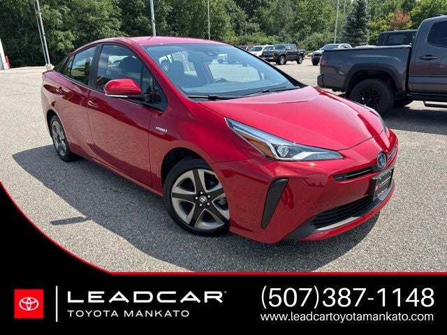 2019 Toyota Prius Limited in Red — front three-quarter view